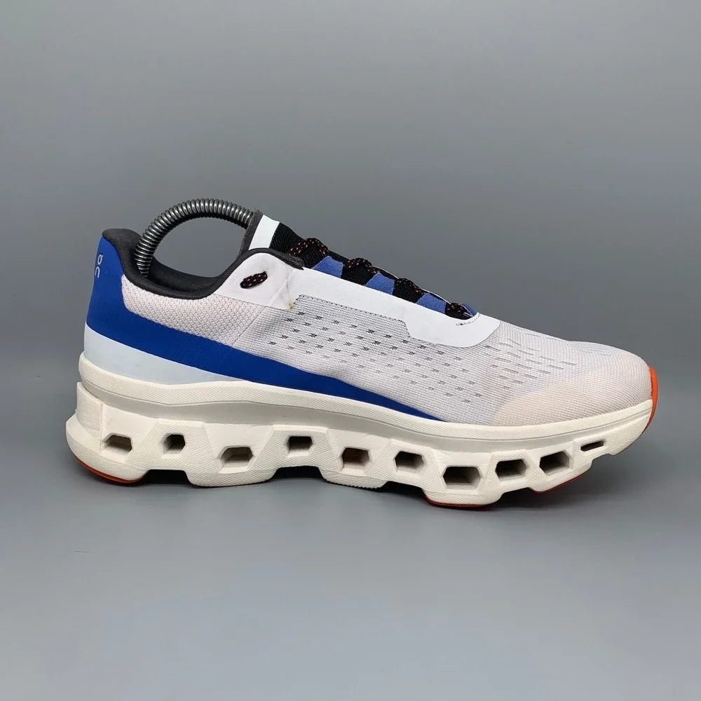 On Cloudmonster White Blue Running Shoes Women's Sz 9.5